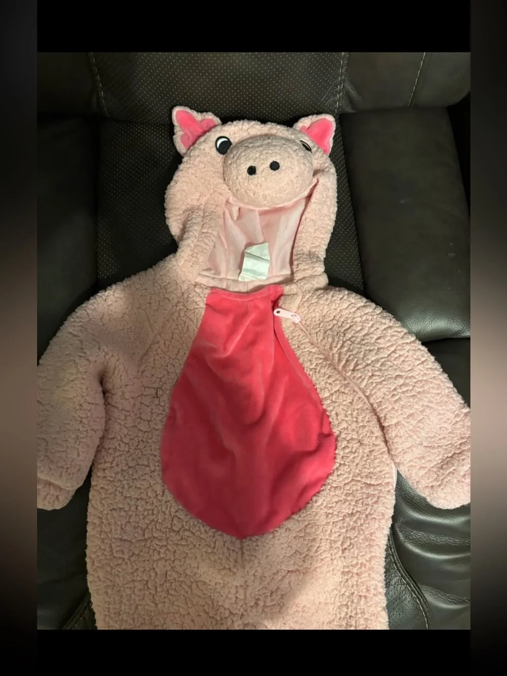 Plush Pink Pig Hooded Costume with Dark Pink Belly